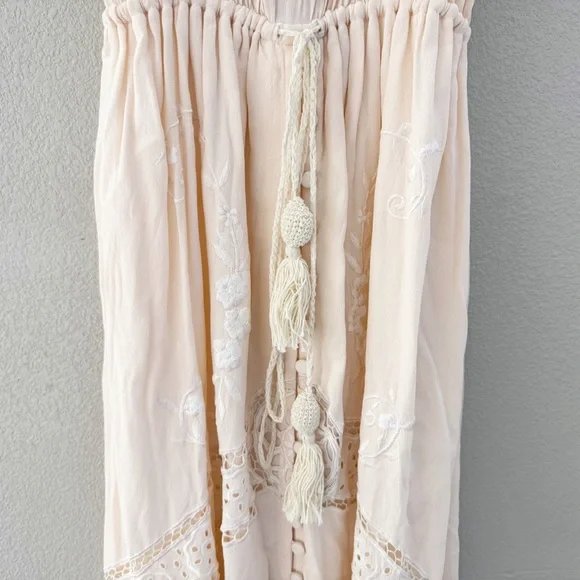 Free People Tambourine Off Shoulder Maxi Dress Large Blush Pink Boho Ethereal - Picture 14 of 15